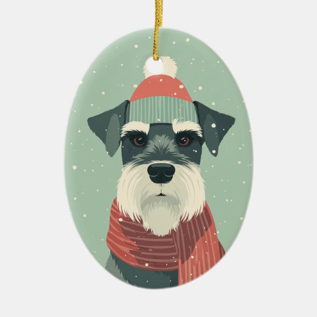 Schnauzer-Feiertagsandenken Keramik Ornament (Vorne)