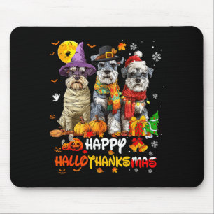 Schnauzer Frohe Hallothanksmas Hunde Liebhaber Wei Mousepad