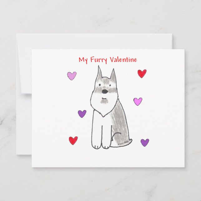 Schnauzer Furry Valentine Feiertagskarte (Vorderseite)