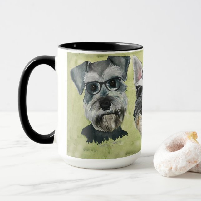 Schnauzer-Groovy Glas-Kaffee-Tasse Tasse (Mit Donut)