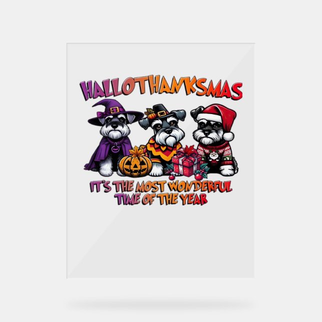 Schnauzer Halloween Erntedank Weihnachtsklassiker Acrylschild (Vorderseite)