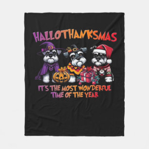 Schnauzer Halloween Erntedank Weihnachtsklassiker Fleecedecke