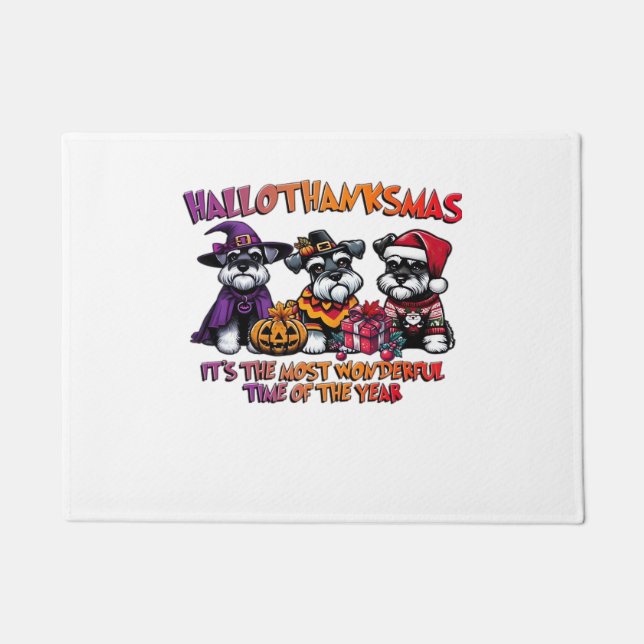 Schnauzer Halloween Erntedank Weihnachtsklassiker Fußmatte (Vorderseite)