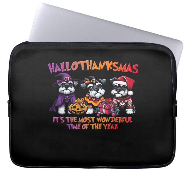 Schnauzer Halloween Erntedank Weihnachtsklassiker Laptopschutzhülle (Vorderseite)