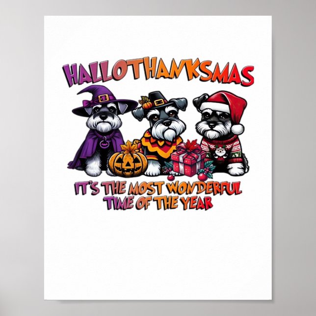 Schnauzer Halloween Erntedank Weihnachtsklassiker Poster (Vorne)