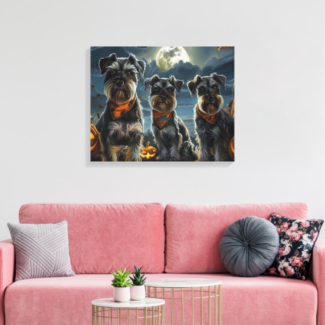 Schnauzer Halloween Spooky Leinwanddruck (Insitu (Wohnzimmer))
