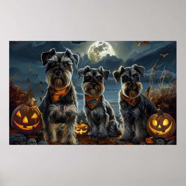 Schnauzer Halloween Spooky Poster (Vorne)