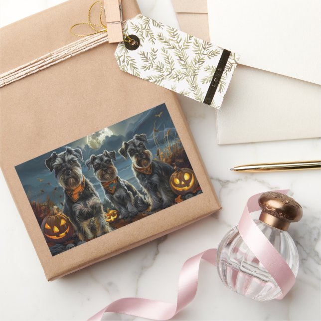 Schnauzer Halloween Spooky Rechteckiger Aufkleber (Schenken)