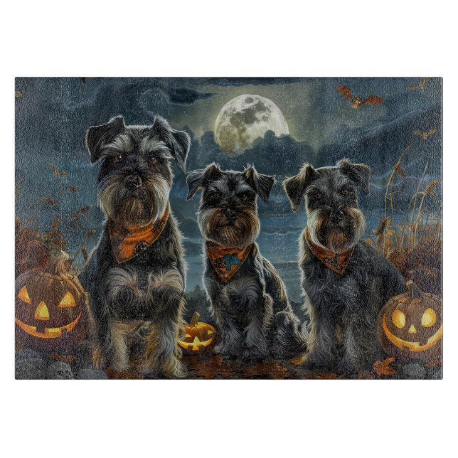 Schnauzer Halloween Spooky Schneidebrett (Vorderseite)