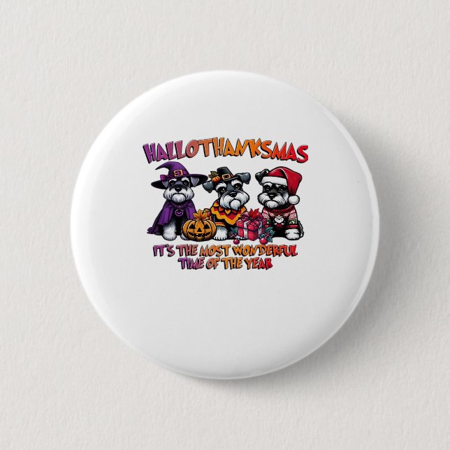 Schnauzer Halloween Thanksgiving Christmas Classic Button (Vorderseite)