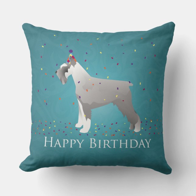 Schnauzer Happy Birthday Design Kissen (Vorderseite)