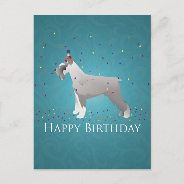 Schnauzer Happy Birthday Design Postkarte (Vorderseite)