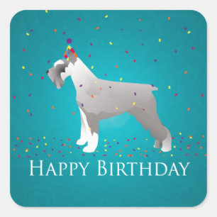 Schnauzer Happy Birthday Design Quadratischer Aufkleber