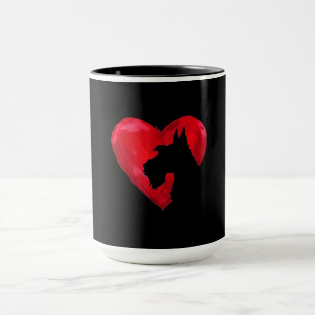 Schnauzer Heart Silhouette Valentinstag Hund Liebe Tasse (Zentrum)