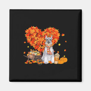 Schnauzer Herbstbaum Herbstlaub Pumpkin Hund Liebe Magnet