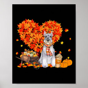 Schnauzer Herbstbaum Herbstlaub Pumpkin Hund Liebe Poster
