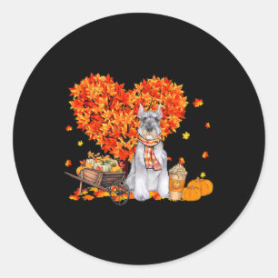 Schnauzer Herbstbaum Herbstlaub Pumpkin Hund Liebe Runder Aufkleber