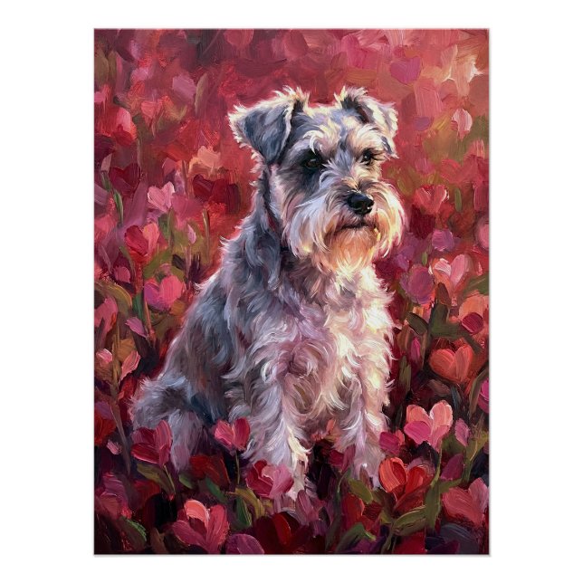Schnauzer Herzförmige Wildblumen Poster (Vorderseite)