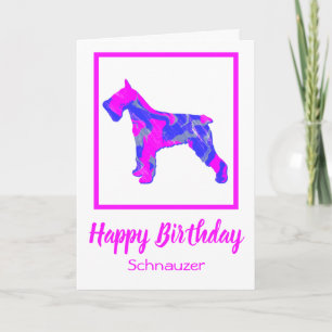 Schnauzer Hot Pink Silhouette Hund Funny Birthday Karte