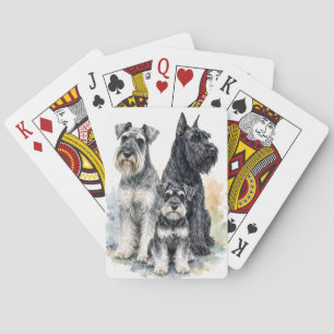 Schnauzer-Hund-Aquarell-Spielkarten Spielkarten