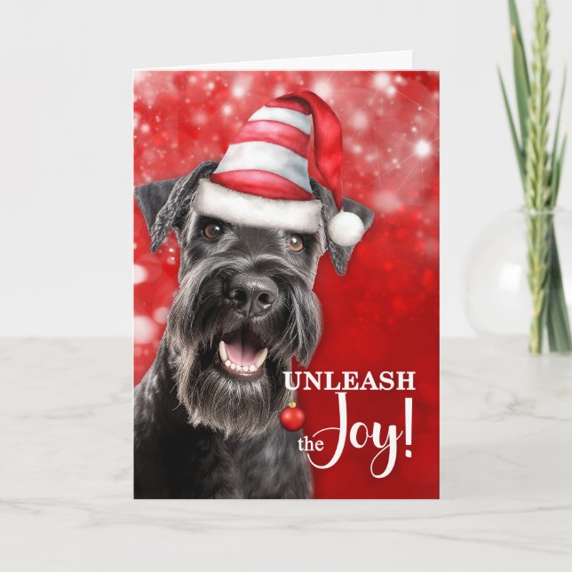 Schnauzer Hund entfalte die Freude Weihnachten (Vorderseite)
