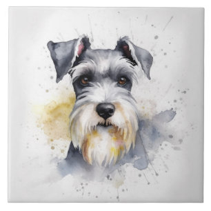 Schnauzer Hund, Haustier Aquarell Fliese