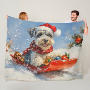 Schnauzer-Hund im Schlitten Lass es schneien Weihn Fleecedecke