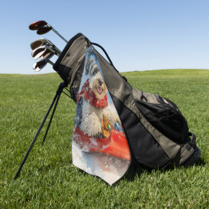 Schnauzer-Hund im Schlitten Lass es schneien Weihn Golfhandtuch