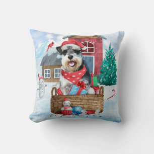 Schnauzer-Hund im Schnee-Christnach-Hundehütte Kissen