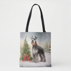 Schnauzer Hund im Schnee Weihnachten