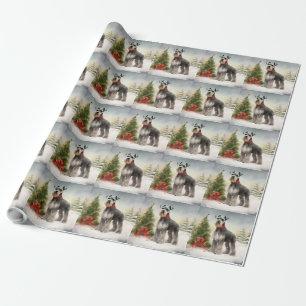 Schnauzer-Hund im Schnee Weihnachten Geschenkpapier