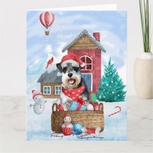 Schnauzer-Hund im Schnee Weihnachtshundehaus Karte