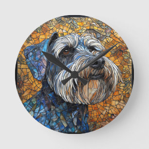 Schnauzer-Hund in atemberaubender Detailtreue darg Runde Wanduhr
