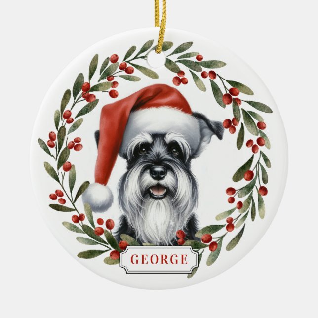 Schnauzer Hund Keramik Kreis Ornament (Vorne)