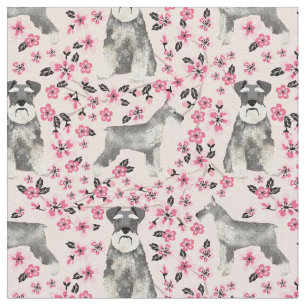 Schnauzer-Hund Kirschblüten Rosa Stoff