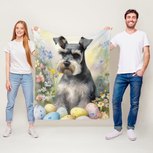 Schnauzer Hund mit Ostereier Urlaub Fleecedecke (Beispiel)