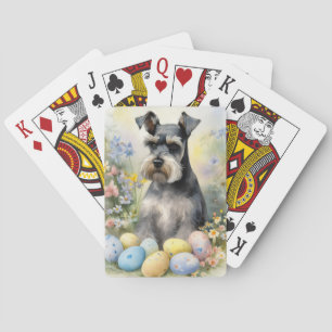 Schnauzer Hund mit Ostereier Urlaub Spielkarten