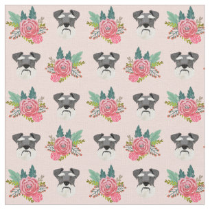 Schnauzer-Hund Rosa Blüten Stoff