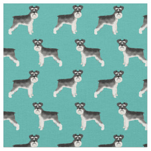 Schnauzer-Hund Schwarz-Weiß-Tier-Aqua Stoff