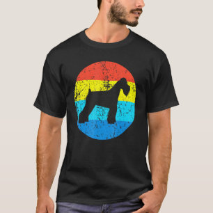 Schnauzer Hund Silhouette Retro 1970er-Kreis T-Shirt