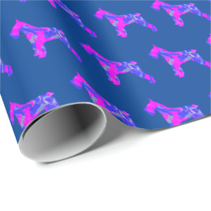 Schnauzer Hund Silhouette Rosa/Blau-blaues Geschen Geschenkpapier