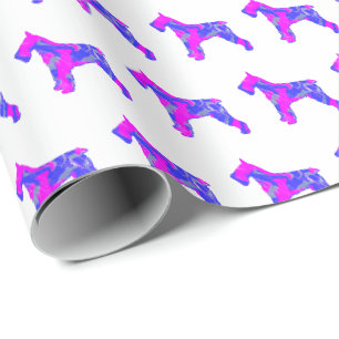 Schnauzer Hund Silhouette Rosa/Blau Weißes Geschen Geschenkpapier