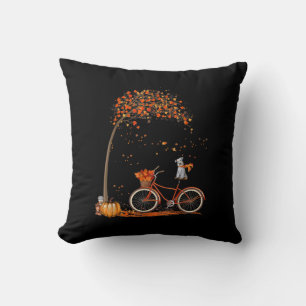 Schnauzer Hund und Pumpkins Fahrrad Herbstleaf Kissen
