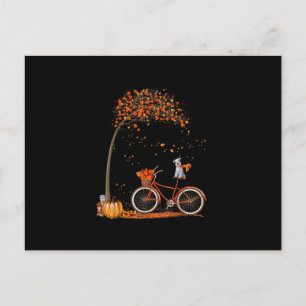 Schnauzer Hund und Pumpkins Fahrrad Herbstleaf Postkarte