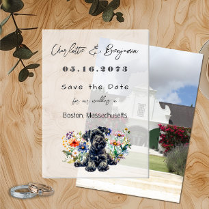Schnauzer Hund und Wildblumen Save the Date