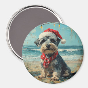 Schnauzer Hund Weihnachten Vintage Strand Magnet