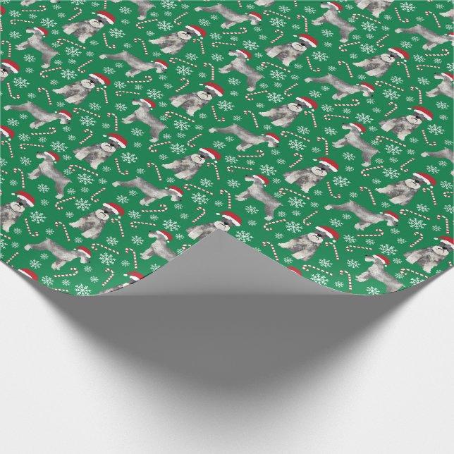 Schnauzer Hund Weihnachtsfeiern Niedliche Weihnach Geschenkpapier (Ecke)