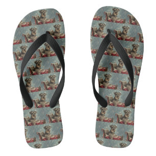 Schnauzer Hund Weihnachtsfestlich Flip Flops