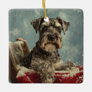Schnauzer-Hund Weihnachtsfestlich Keramikornament
