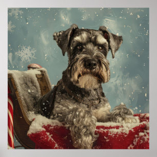 Schnauzer-Hund Weihnachtsfestlich Poster